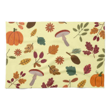 Köksdukar med höstlöv och skördemönster