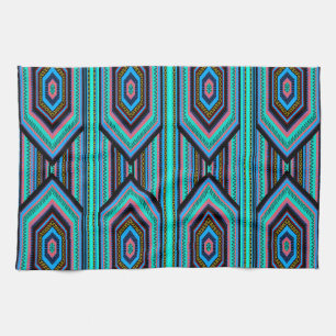 Köksdukar Mexican Inca Stripe (1) Tealblå Kökshandduk