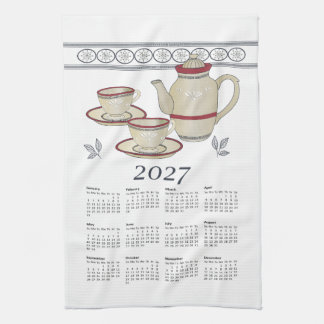 Köksdukskalender 2027 Kopp-Teapot Vit Kökshandduk