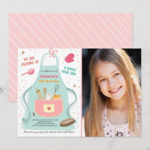 Köksembitage för barn som kokar på födelsedagsdage inbjudningar