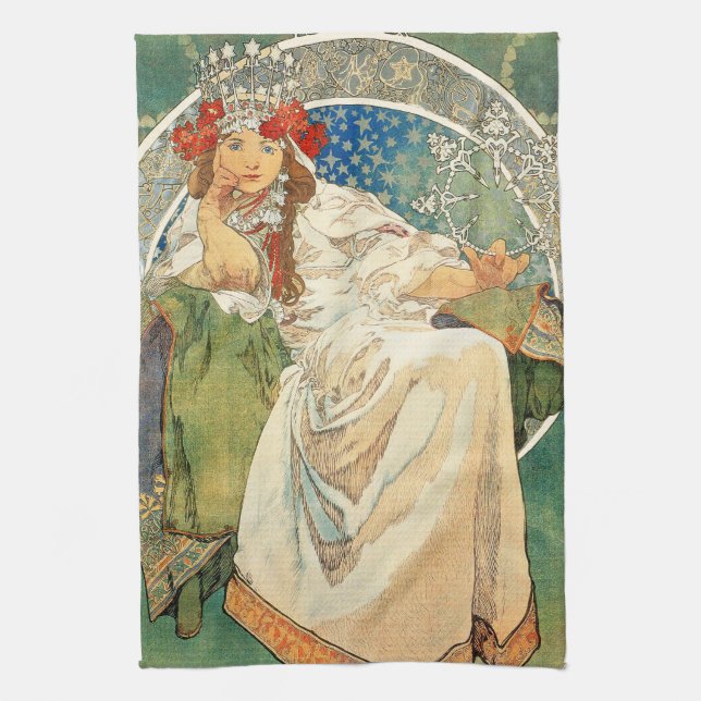 Kökshandduk för Alphonse Mucha Princess Hyacint (Vertikal)