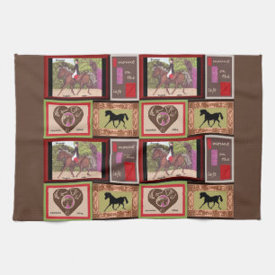 Kökshandduk för Dressagehästcollage
