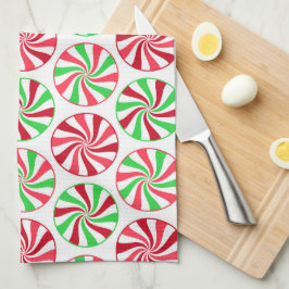 Kökshandduk för julpepparmynta i mönster