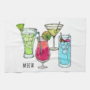 Kökshandduk för monogram för sommarcoctailar
