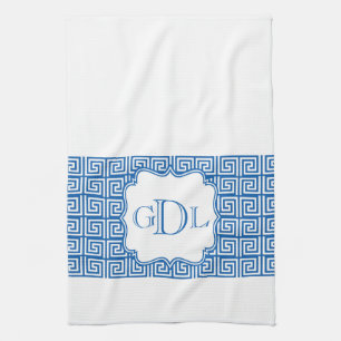 Kökshandduk för nyckel för Monogramblått- &