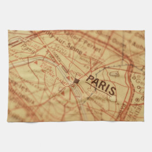 Kökshandduk för PARIS vintagekarta