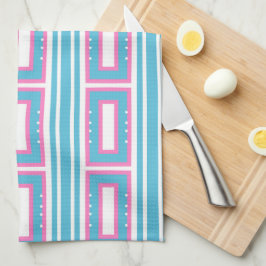 Kökshandduk med Aqua-Rosa Rectangle Mönster