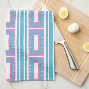 Kökshandduk med Aqua-Rosa Rectangle Mönster