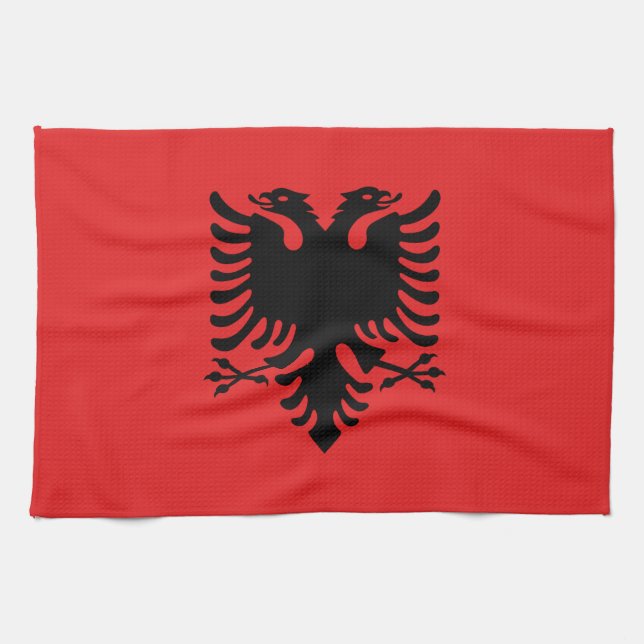 Kökshandduk med Flagga av Albanien (Horisontell)