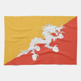 Kökshandduk med Flagga av Bhutan