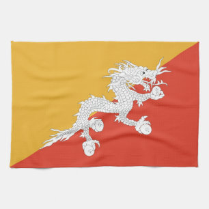 Kökshandduk med Flagga av Bhutan