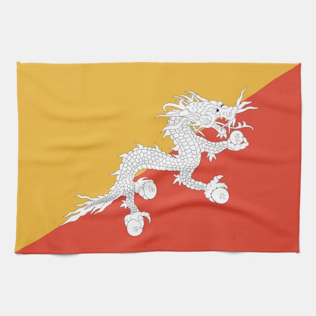 Kökshandduk med Flagga av Bhutan (Horisontell)
