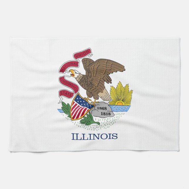 Kökshandduk med Flagga av Illinois, USA (Horisontell)