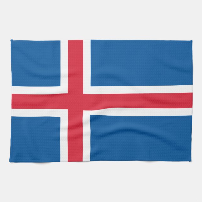 Kökshandduk med Flagga av Island (Horisontell)
