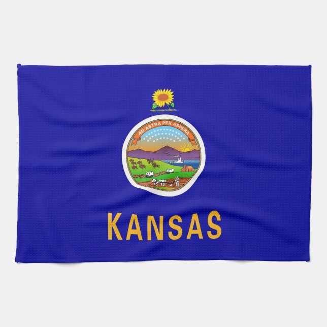 Kökshandduk med Flagga av Kansas, USA (Horisontell)