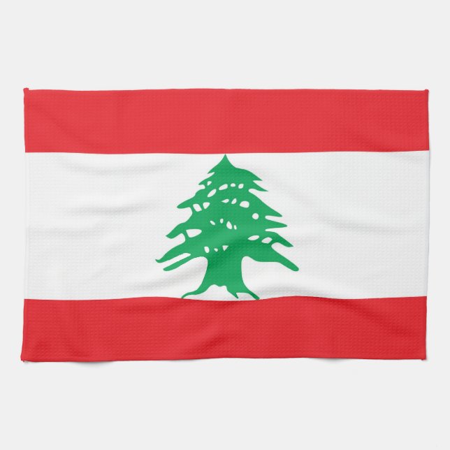 Kökshandduk med Flagga av Libanon (Horisontell)