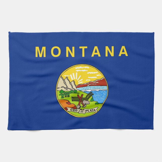 Kökshandduk med Flagga av Montana, USA (Horisontell)