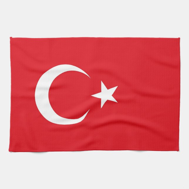 Kökshandduk med Flagga av Turkiet (Horisontell)