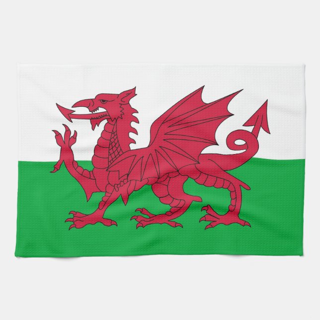 Kökshandduk med Flagga av Wales (Horisontell)