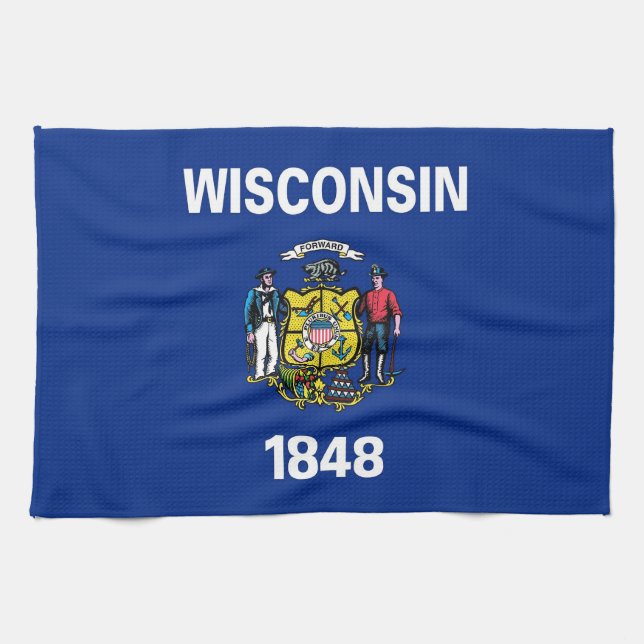 Kökshandduk med Flagga av Wisconsin, USA (Horisontell)