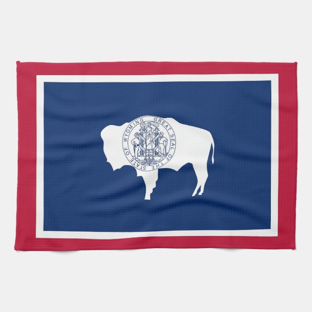 Kökshandduk med Flagga av Wyoming, USA (Horisontell)