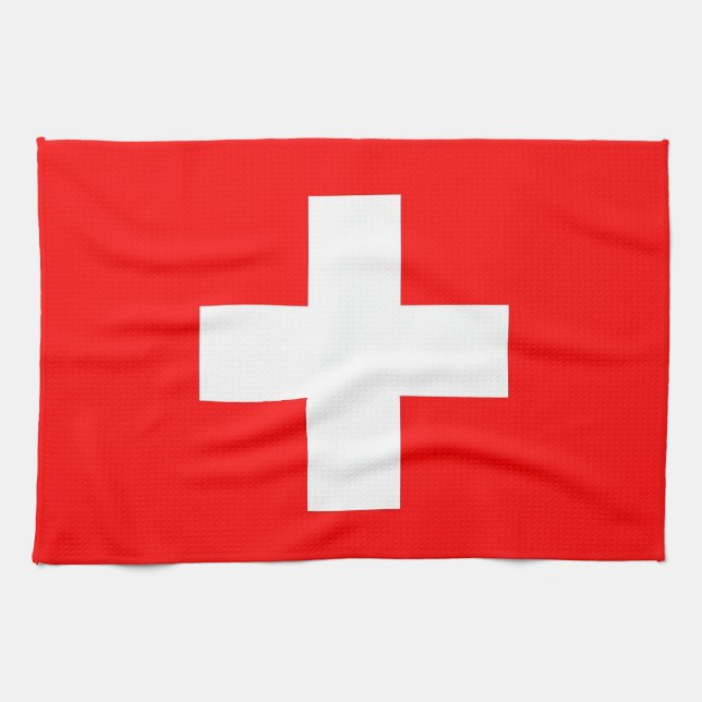Kökshandduk med Flagga från Schweiz (Horisontell)