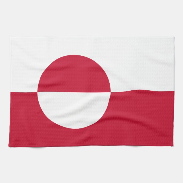 Kökshandduk med Grönlands Flagga (Horisontell)