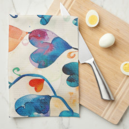 Kökshandduk med hjärtan.