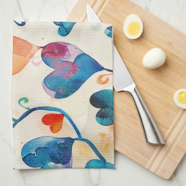 Kökshandduk med hjärtan. (Vikt i Fjärdedel)