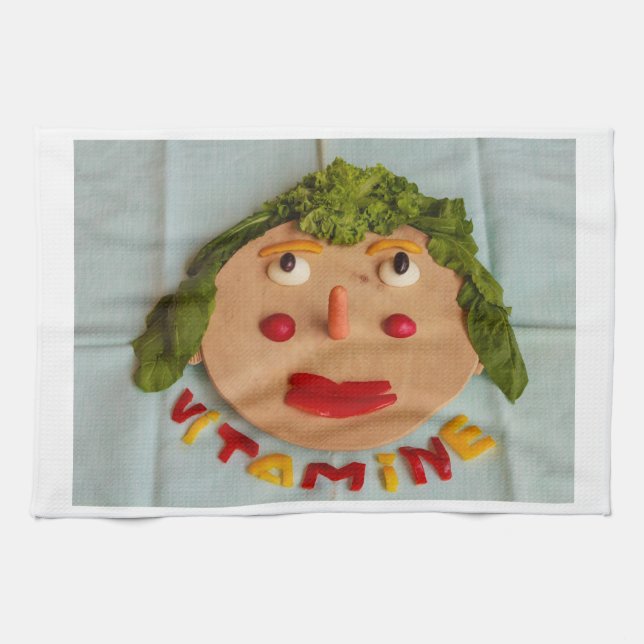 kökshandduk med skärbräda med grönsaker (Horisontell)