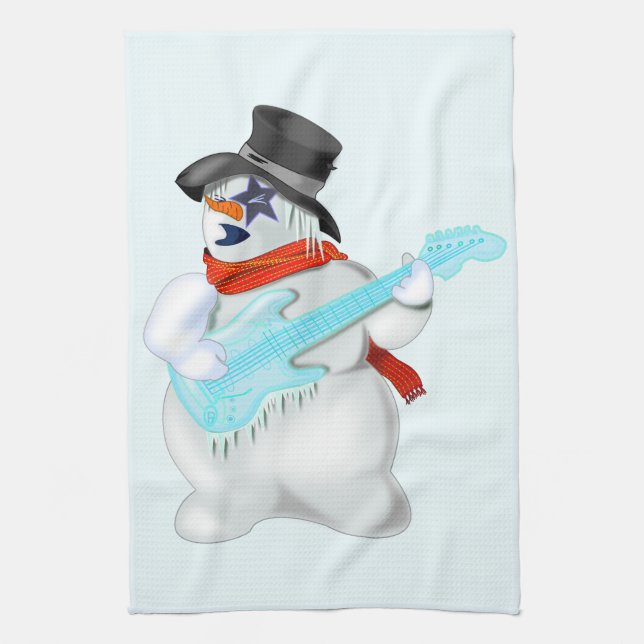 Kökshandduk med Snögubbe Guitarist - Lustigt (Vertikal)