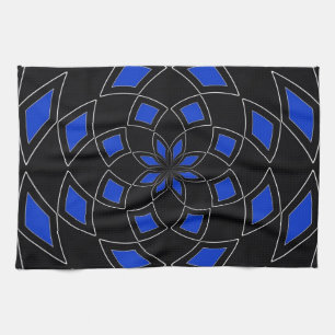 Kökshandduk med svart och blå Abstract Design