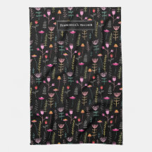 Kökshandduk - Neon Wildblommor, anpassningsbar mon