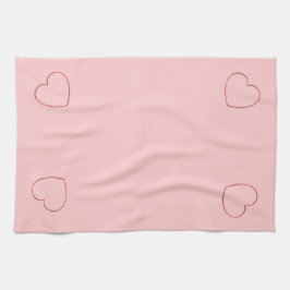 Kökshandduk - trådrada hörn på Rosa