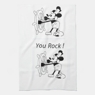 Kökshandduk vit Steamboat Willie-design