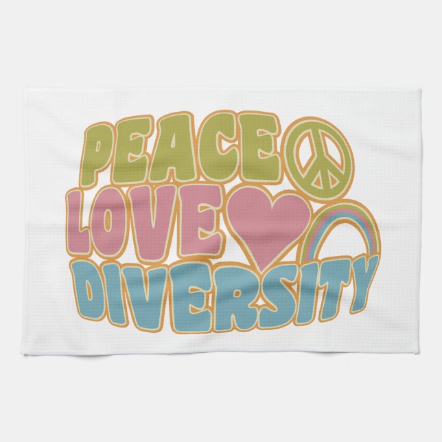 Kökshanddukar av typen Peace KÄRLEK DIVERSITY (Horisontell)