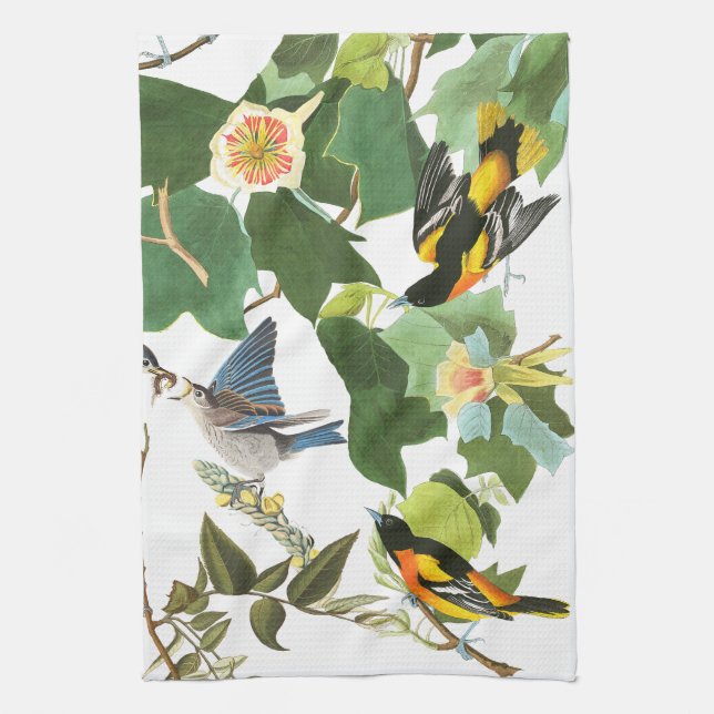 Kökshanddukar för blommigt för djurliv för Audubon (Vertikal)