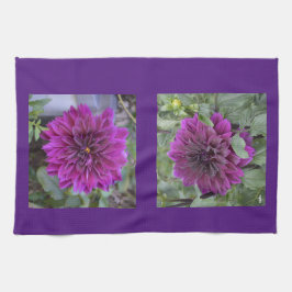 Kökshanddukar med lila dahlias