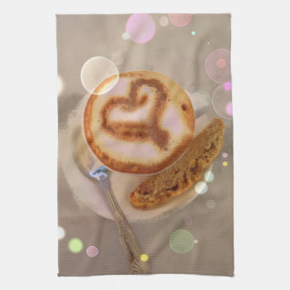 kökshandduken med kaffekoppen och biscottien kökshandduk