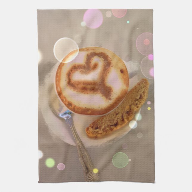 kökshandduken med kaffekoppen och biscottien kökshandduk (Vertikal)