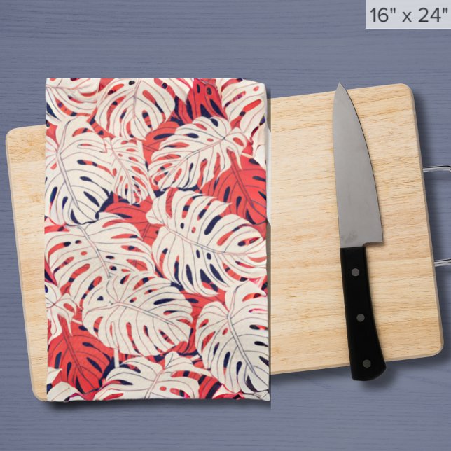Kökshanddun för marin och koral Monstera Löv Kökshandduk (Skapare uppladdad)