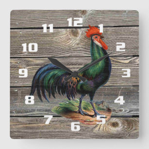 Köksköket Rustic Land Tupp Fyrkantig Klocka