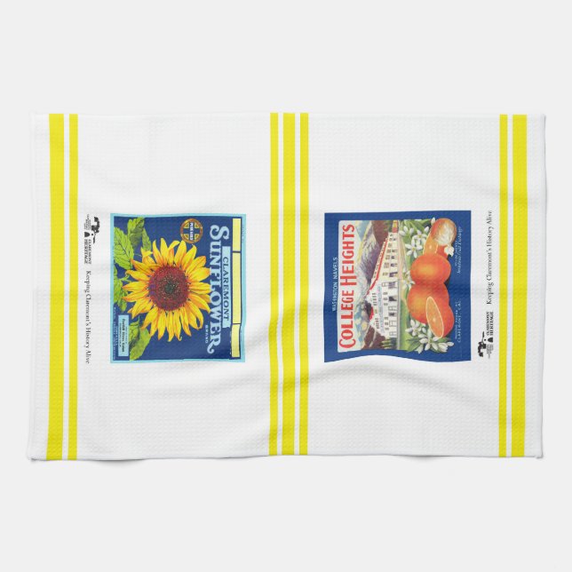 Kökskorn - Claremont CA 2 Fruit Låda-etiketter Kökshandduk (Horisontell)