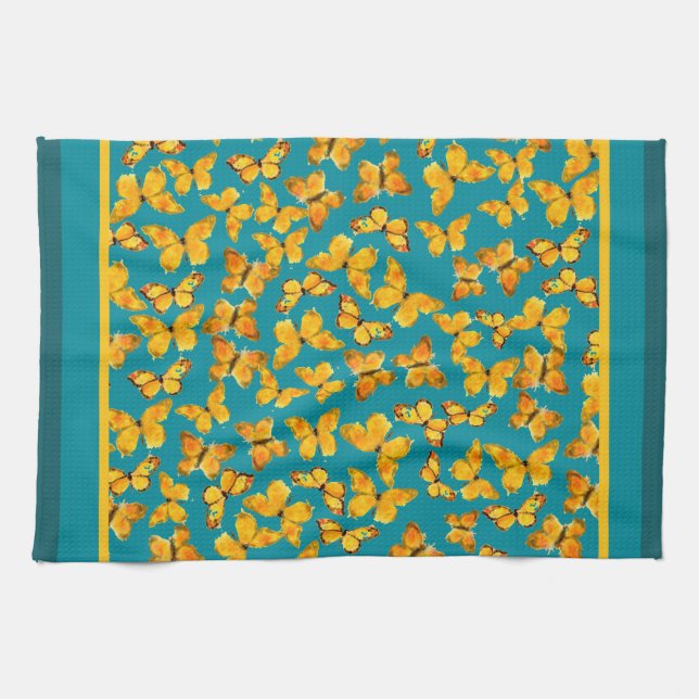 Kökskorn eller Tea Towel, Golden Butterflies Kökshandduk (Horisontell)