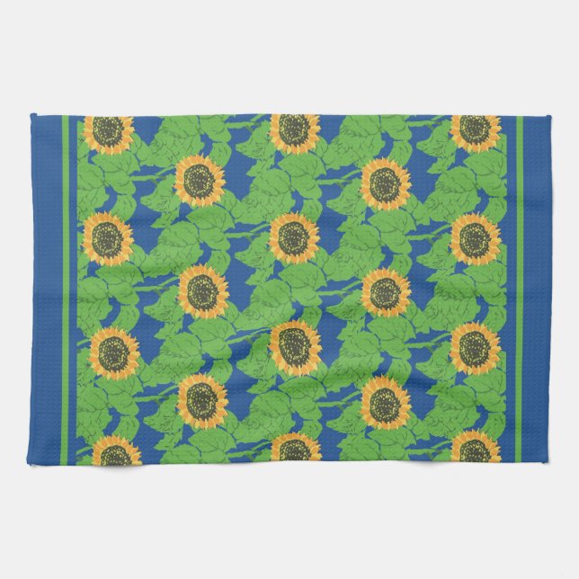 Kökskorn eller Tea Towel - Golden Sunblommor Kökshandduk (Horisontell)