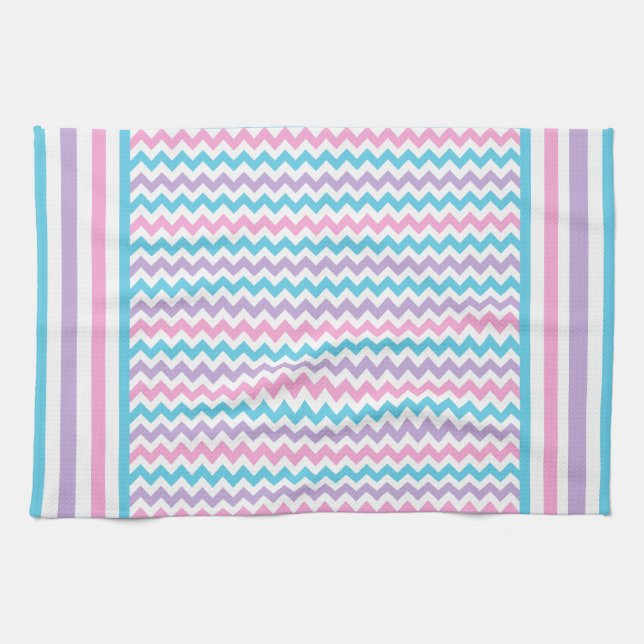 Kökskorn eller Tea Towel, Multifärgad Chevrons Kökshandduk (Horisontell)