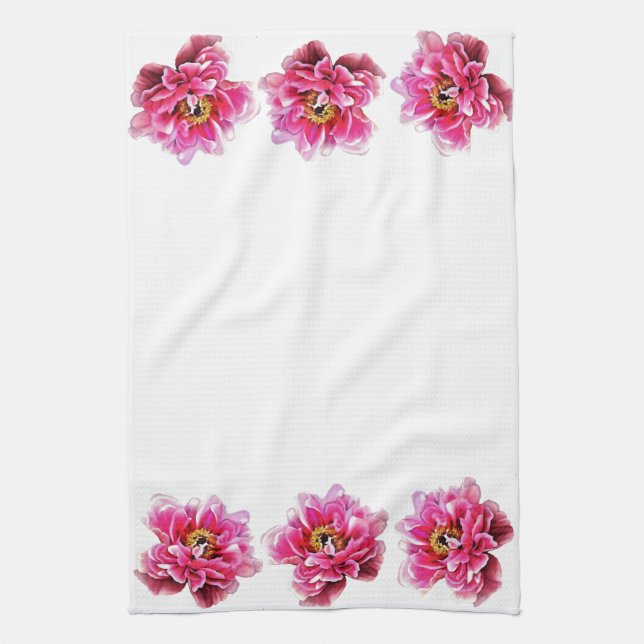 Kökskorn - Rosa Peonies Kökshandduk (Vertikal)