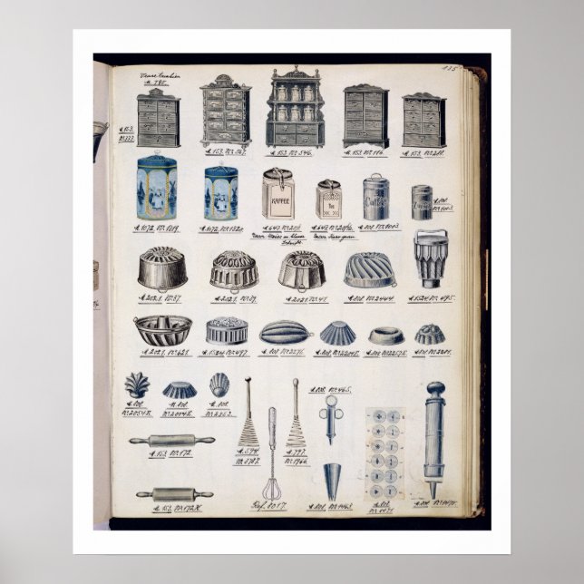 Kökslager och köksredskap från en varukatalog poster (Framsidan)