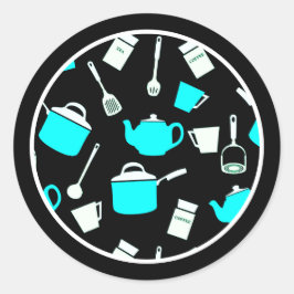 Köksliknande Utensils & Cookware Mönster Runt Klistermärke