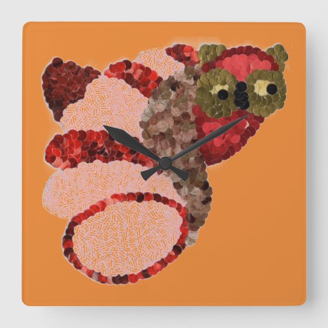 Köksluss för uggla Square Fyrkantig Klocka (Framsida)